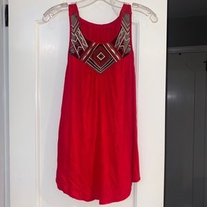 Red Embroidered Top
